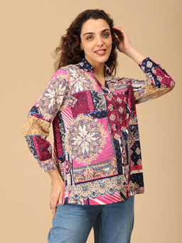 The Mom Store - Women Multi-Color Collar Neck Maternity Shirt