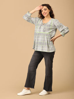 The Mom Store - Women Green Round Neck Maternity Top