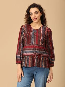 The Mom Store - Women Multi-Color Round Neck Maternity Top