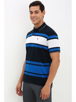 Allen Solly - Men Black Stripes Casual Polo T-Shirt