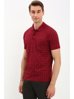 Allen Solly - Men Maroon Printed Casual Polo T-Shirt