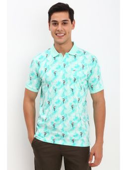 Allen Solly - Men Blue Printed Casual Polo T-Shirt