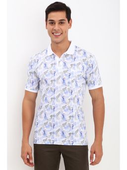 Allen Solly - Men White Floral Printed Casual Polo T-Shirt