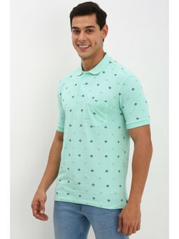 Allen Solly - Men Green Floral Printed Casual Polo T-Shirt
