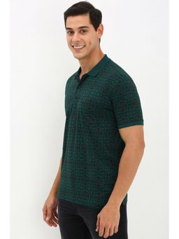 Allen Solly - Men Green Printed Casual Polo T-Shirt