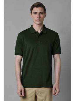 Louis Philippe - Men Green Solid Casual Polo T-Shirt