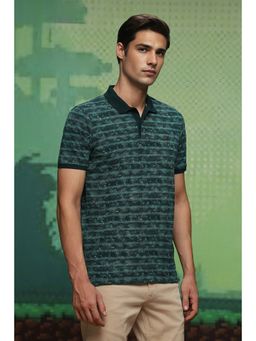 Louis Philippe - Men Green Printed Casual Polo T-Shirt