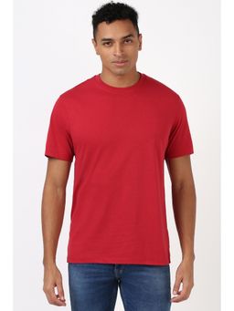 Peter England - Men Red Solid Casual T-Shirt
