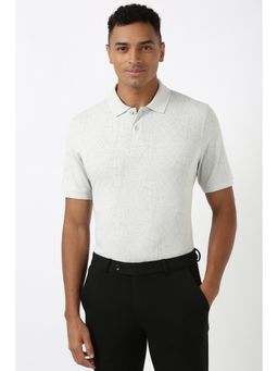 Peter England - Men Off White Printed Casual Polo T-Shirt