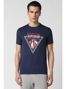 Van Heusen - Men Navy Blue Graphic Printed Casual T-Shirt