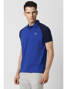 Van Heusen - Men Blue Colorblock Casual Polo T-Shirt