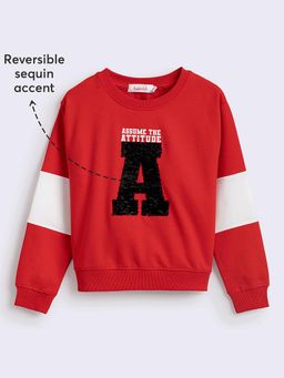 Hopscotch - Red Reversible Sequin Terry Sweatshirt