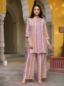 Juniper - Multi-Color Ethnic Motif Printed Rayon Kurta with Palazzos Set