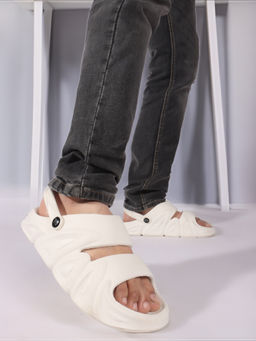 Carlton London - Men Lightweight Adjustable Strap Comfortable Sandals White