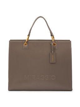 MIRAGGIO - Taupe Ace Tote Bag Fits Up to 14 Laptop with Detachable Strap (L)