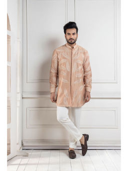 SMRITI - Golden Palm Silk Kurta