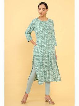 Soch - Women Blue Rayon Printed Kurta
