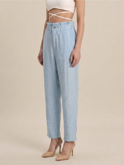 GAIIA - Women Blue Solid Rayon Blend Trouser