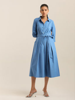 Label Ritu Kumar - Blue Margo Dress with Belt
