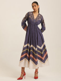 Label Ritu Kumar - Navy Blue Elina Long Dress