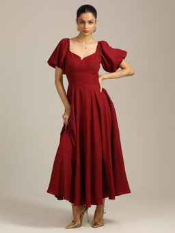 Label Ritu Kumar - Burgundy Astrid Long Dress