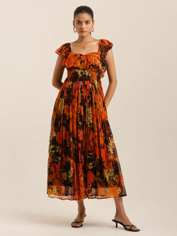 Label Ritu Kumar - Black Floriane Long Dress