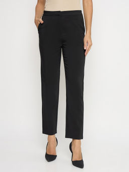 Madame - Black Slim Fit Cotton Blend Trouser