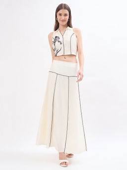 Madame - Off White Viscose Blend Co-Ord Set