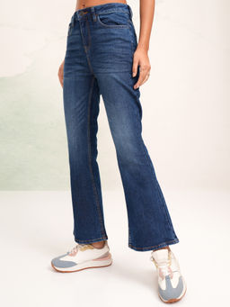 TOKYO TALKIES - Women Blue Washed Boot Cut Jeans