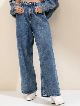 TOKYO TALKIES - Women Blue Wide Leg Jeans