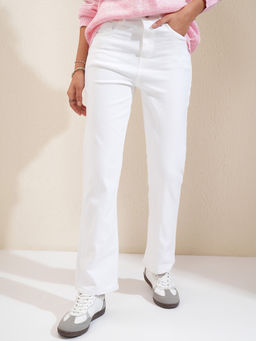 TOKYO TALKIES - Women White Straight Fit Jeans