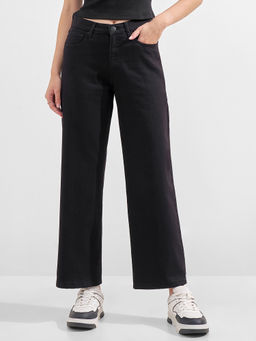 TOKYO TALKIES - Women Black Straight Fit Mid Rise Jeans