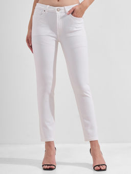 TOKYO TALKIES - Women White Mid Rise Skinny Jeans