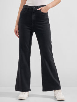 TOKYO TALKIES - Women Black High Rise Bootcut Jeans