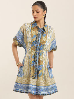 Label Ritu Kumar - Collar Neck Short Sleeves Short Dress