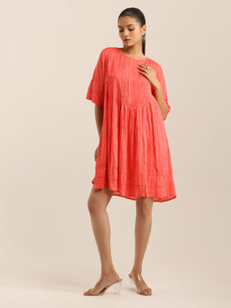 Label Ritu Kumar - Round Neck Short Sleeves Short Dress