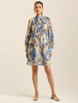 Label Ritu Kumar - High Neck Full Sleeves Short Dress