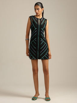 Label Ritu Kumar - Black Maury Short Dress With Camisole