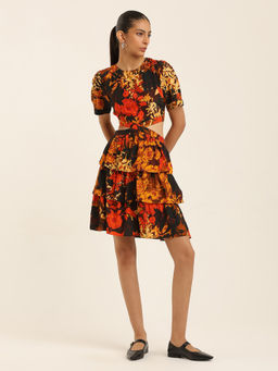 Label Ritu Kumar - Round Neck Short Sleeves Short Dress