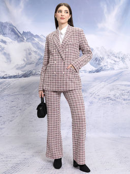 TOKYO TALKIES - Women Beige Checked Co-Ord Set