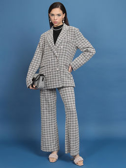 TOKYO TALKIES - Women Grey Checked Co-Ord Set