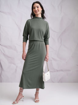 TOKYO TALKIES - Women Olive Rib Co-Ord Set
