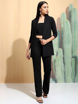 TOKYO TALKIES - Women Black Plum Rib Co-Ord Set