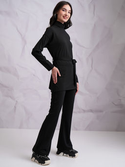 TOKYO TALKIES - Women Black Rib Co-Ord Set