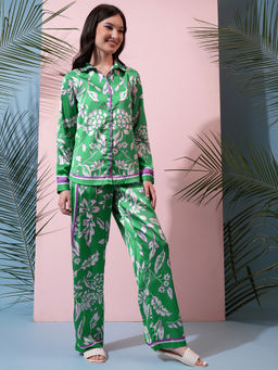 TOKYO TALKIES - Women Green Collared Co-Ord Set