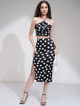 TOKYO TALKIES - Women Black Polka Dot Co-Ord Set