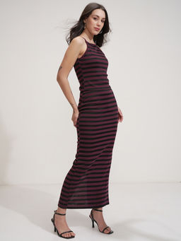 TOKYO TALKIES - Women Purple Striped Strappy Co-Ord Set