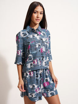 TOKYO TALKIES - Women Blue Printed Co-Ord Set