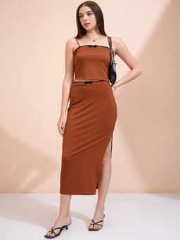 TOKYO TALKIES - Women Brown Strap Co-Ord Set