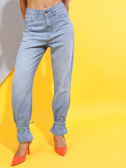 TOKYO TALKIES - Women Blue Regular Fit Light Fade Jeans